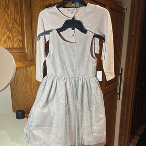 Pippa & Julie Gray and White Long Sleeve Scoop Neck Sundress